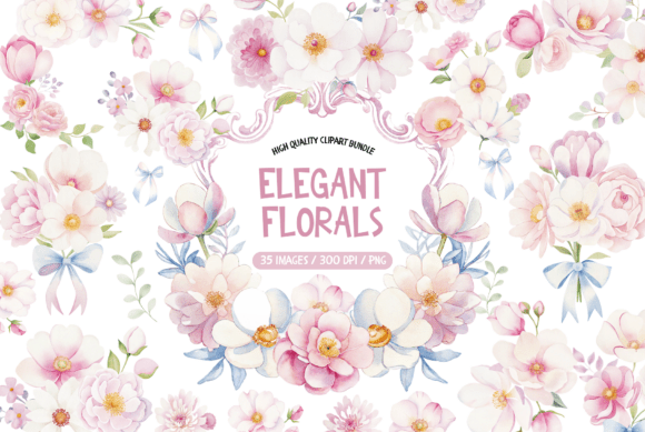 Download Watercolor Elegant Pink Flowers Clipart - Premium Resources