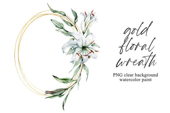 Download Floral Gold Wreath Frame, Flowers Lilies - Lilies Collection