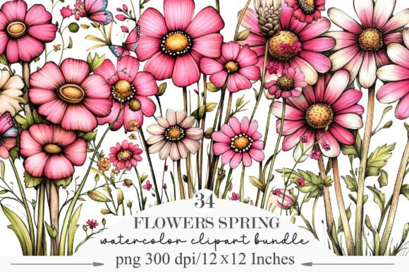 Download Pink Flowers Spring Clipart - Pink flowers Collection