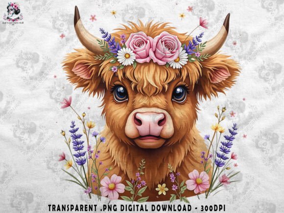 Download Boho Highland Cow and Pink Flowers - Pink flowers Collection