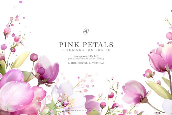 Download Watercolor Pink Flowers Premade Frames - Pink flowers Collection
