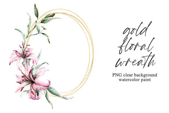 Download Floral Gold Wreath Frame, Flowers Lilies - Lilies Collection